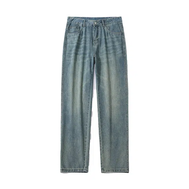 独驰 宽松直筒复古色休闲潮牌牛仔裤 男女同款
