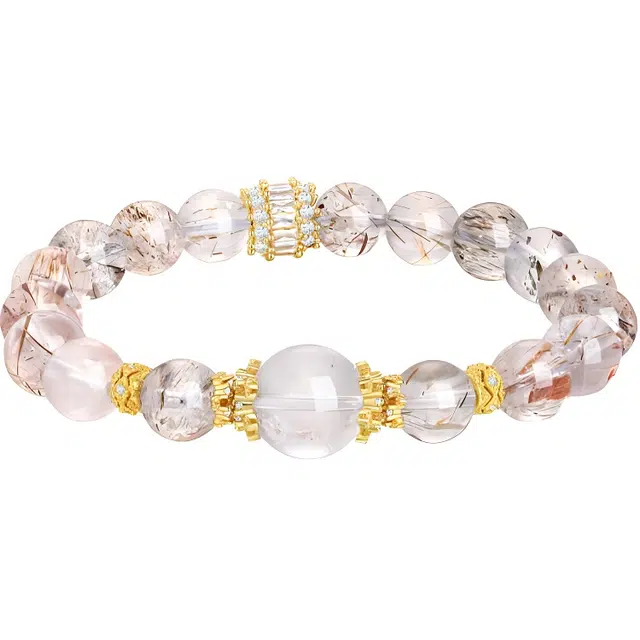 【戴它清新治愈】 金六福吉祥 新中式国潮风 森系淡雅闪耀招财纳福吉祥顺遂转运珠小众设计百搭好运天然 白水晶 手串 男女同款情侣款