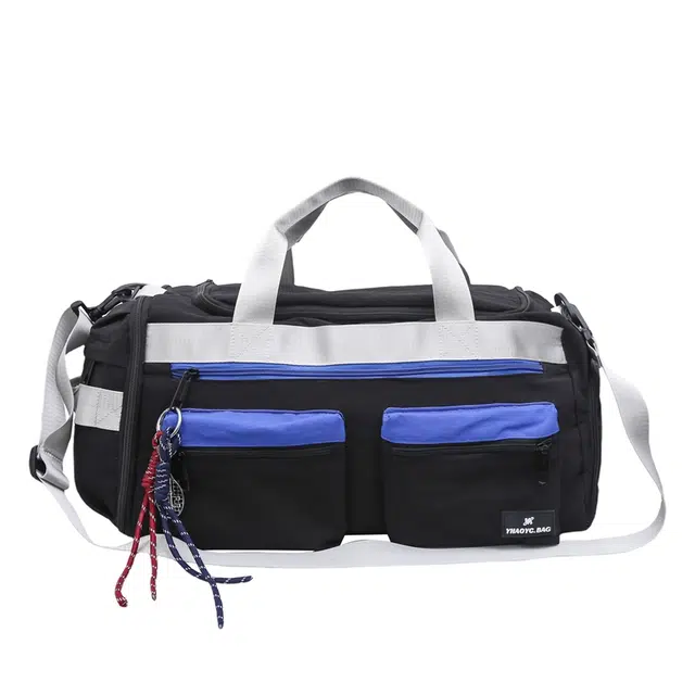 揽月 美式街头风个性出游百搭 尼龙 旅行包 男女同款情侣款 黑色/米白色