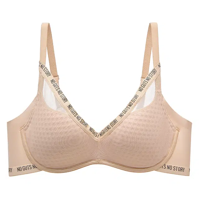 二三二三 自然聚拢提拉上托不空杯亲肤舒适侧收副乳无钢圈软支撑字母简约时尚百搭性感纯欲文胸 女款