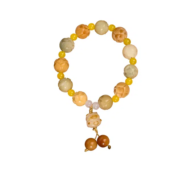 天纵 有钱花 新中式国风精致 多宝多福 步步生莲 国潮文玩小众设计日常通勤百搭#好运 菩提根 手串 女款