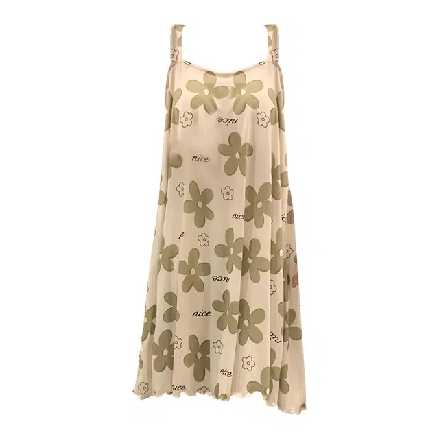 欧诗帛 夏天韩版带胸垫吊带女士高颜值可外穿甜美可爱宽松学生家居服睡裙 女款