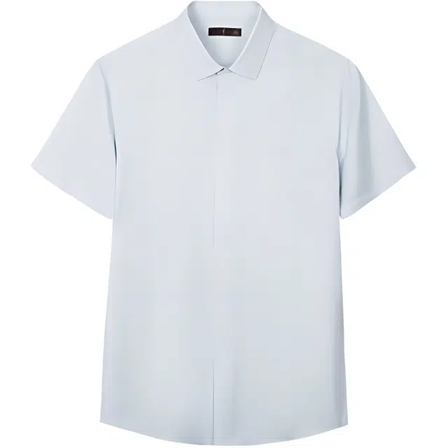 才子 棉感竖条纹透气舒适简约短袖衬衫 男款