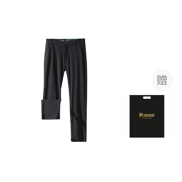 洛兹 通勤纯色高弹简约直筒休闲裤 男款