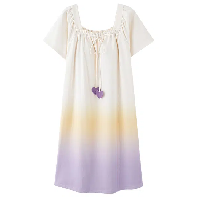 俏佳人 纯棉休闲宽松柔软舒适透气可外穿带胸垫短袖家居服睡裙 女款