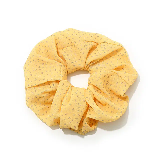 如花梦 嫩黄色碎花雪纺大肠超仙小众感 布艺 头绳 女款