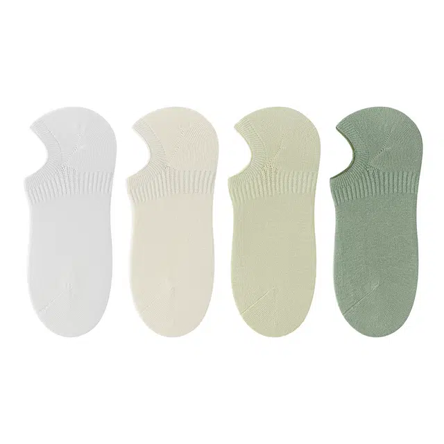 潇潇玲珑阁 夏季薄款纯棉不掉跟浅口隐形无骨船袜 女款 组合装