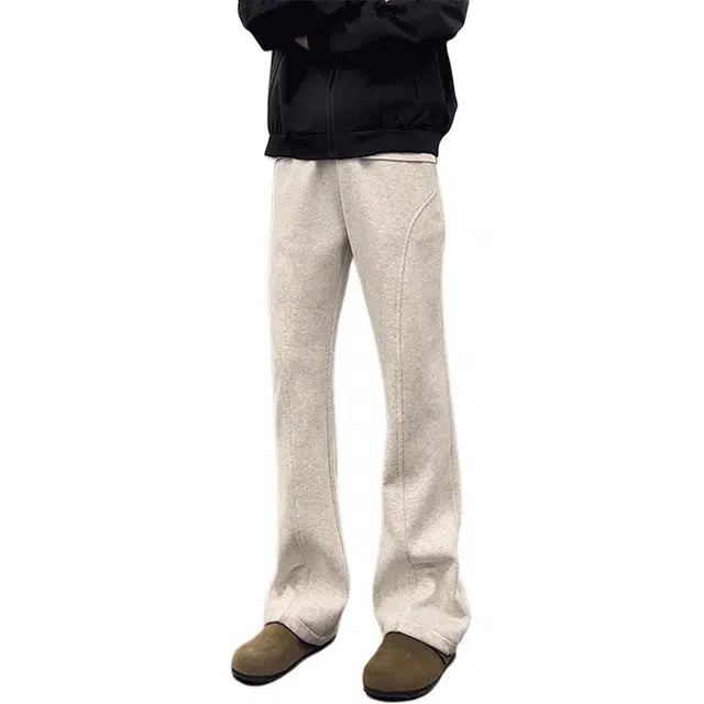 黑马漫画 直筒弯刀垂感高腰微喇美式斜切休闲裤 男女同款