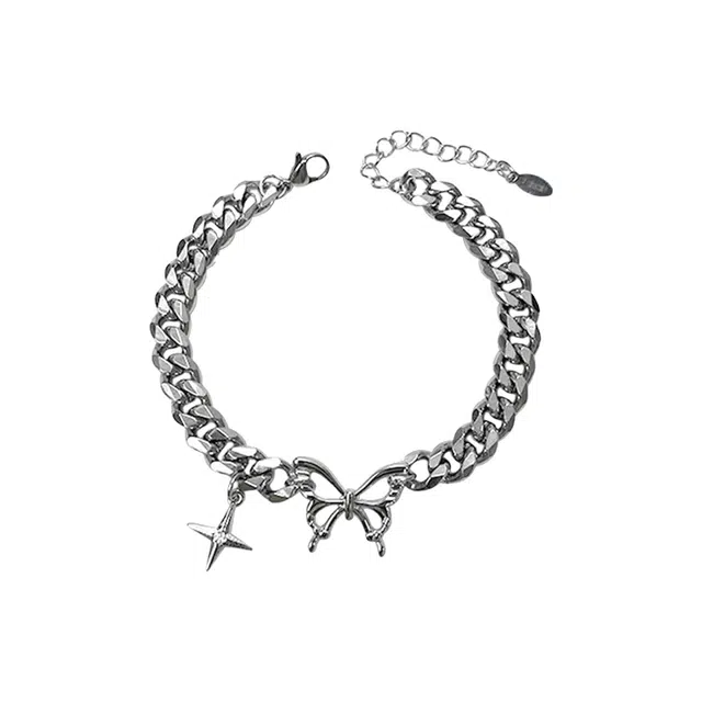 前方大荒野 星芒蝴蝶古巴梦幻十字星森系清新轻奢精致氛围感简约小众设计优雅迷人日常百搭时髦气质 锆石 手链 女款