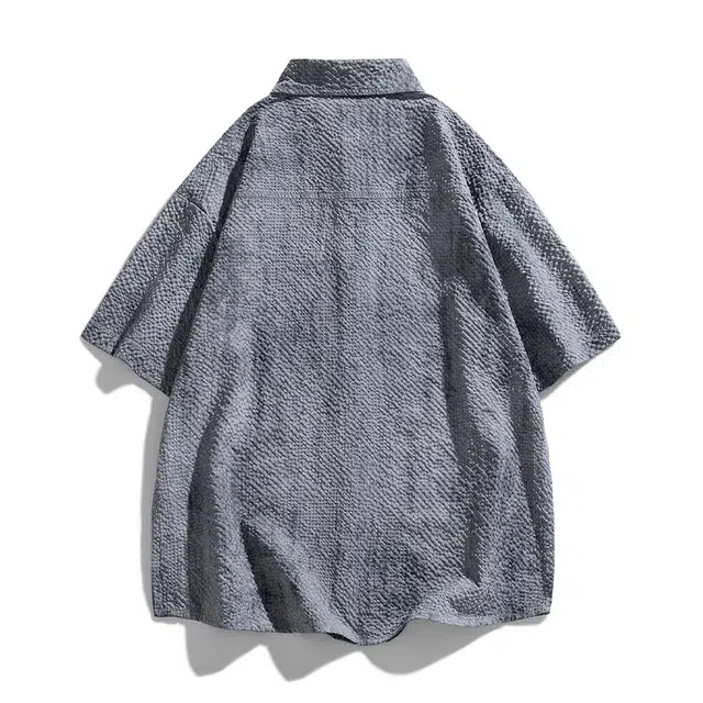 玄唐 美式扎染青少年设计感休闲衬衣外套短袖衬衫 女款