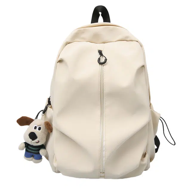 捷朗仕 简约休闲适用纯色初高中大学生上课校园通勤书包 尼龙 双肩包 大号 男女同款情侣款 白色/黑色/酒红色/绿色