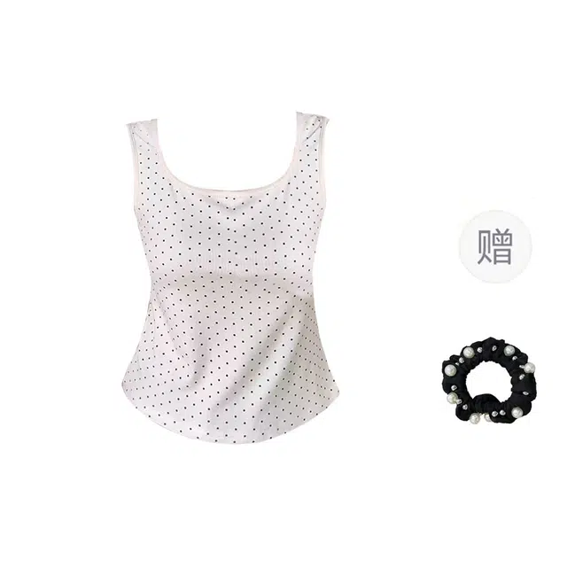 雾闪闪 港式无袖波点吊带清凉外穿内搭上衣背心 女款