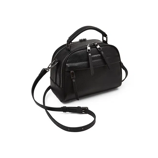 老人头 休闲百搭通勤大容量波士顿妈妈包 头层牛皮 手提包 常规 女款 黑色