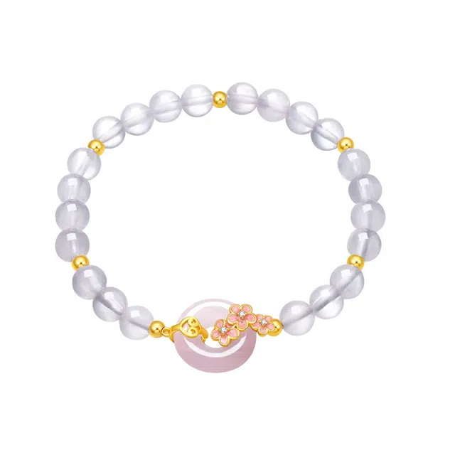 贝戈丽丝 浪漫甜美平安喜乐招桃花甜美可爱平安扣串珠链 复古新中式时尚百搭浪漫款 早日脱单 #好运天然 玛瑙 手串 女款