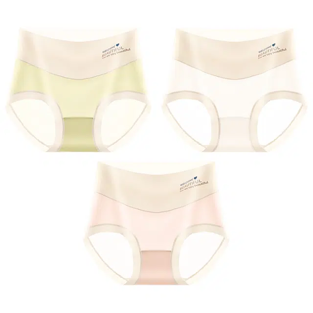 二三二三 抑菌裸感无痕亲肤高腰三角裤凉感冰丝时尚百搭不夹臀内裤 女款 组合装