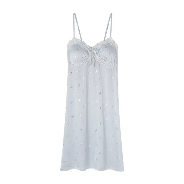 欧诗帛 夏季韩版冰丝带胸垫吊带女士高颜值可外穿甜美薄款凉感家居服睡裙 女款 图片色