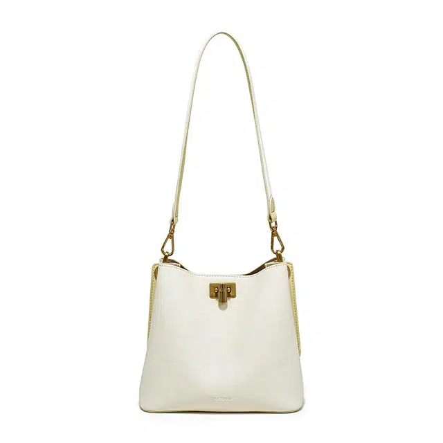 西木汀 未见 小众设计师品牌高级感通勤百搭 牛皮 单肩包 小号 女款 米白色/深邃黑