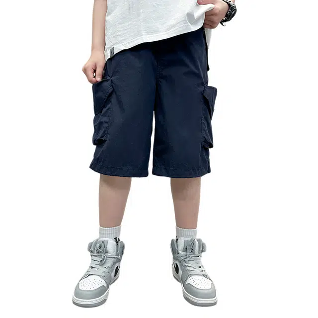 雅鹿 百搭纯色拼接五分短裤 儿童款