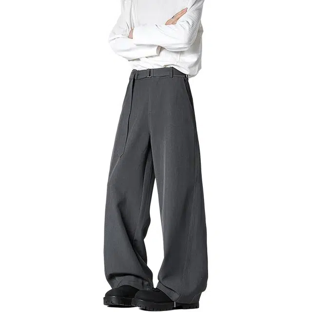 颂希尔 美式复古弯刀垂感高级感显瘦时尚轻松简约休闲裤 男女同款