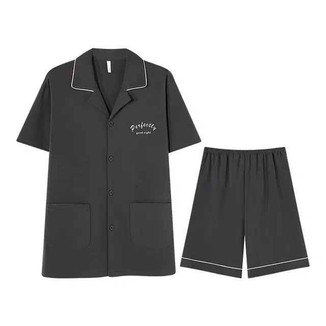 向薇 短袖短裤开衫学生大码家居服睡衣套装 男款