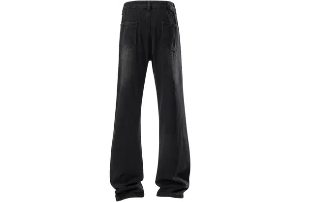 宜而爽 美式高街潮牌蜘蛛网做旧字母涂鸦印花简约柔感不硬舒适亲肤微弹高街中腰直筒通勤休闲百搭水洗做旧复古黄泥牛仔裤 男女同款