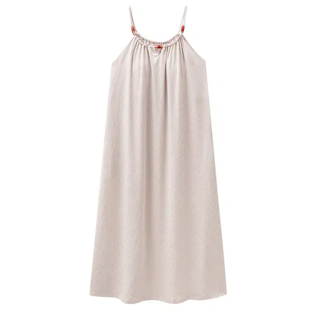 俏佳人 带胸垫高级感凉感休闲舒适透气无袖吊带家居服睡裙 女款