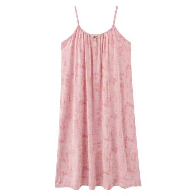 俏佳人 带胸垫柔软亲肤透气休闲无袖吊带家居服睡裙 女款