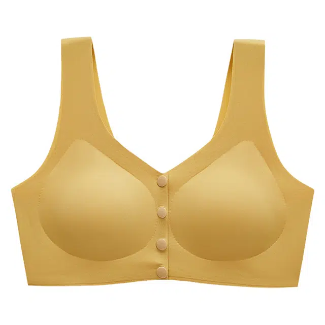 二三二三 美背速干清爽吸汗排湿文胸抗菌内衬速干面料柔软亲肤舒适前扣内衣 女款 一件装 黄色