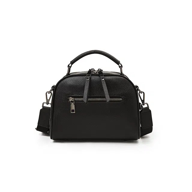 老人头 休闲百搭通勤大容量波士顿妈妈包 头层牛皮 手提包 常规 女款 黑色