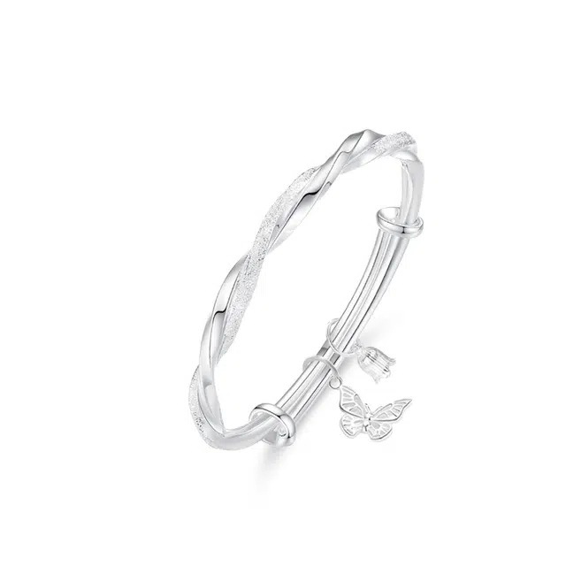 【S999足银精选高品质】 金师傅 莫比乌斯铃兰花蝴蝶 招财纳福 森系梦幻气质优雅甜美简约百搭#好运 小众轻奢设计高级 可调节手镯 女款
