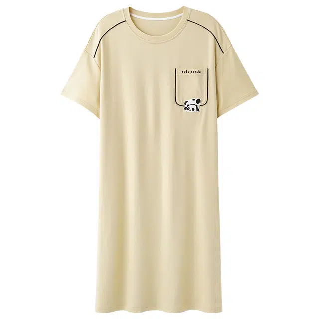 俏佳人 公主风带胸垫纯棉休闲柔软舒适透气可外穿短袖家居服睡裙 女款