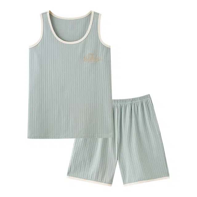 睦隆世家 纯棉吊带背心短裤休闲舒适可外穿家居服夏款睡衣套装 女款