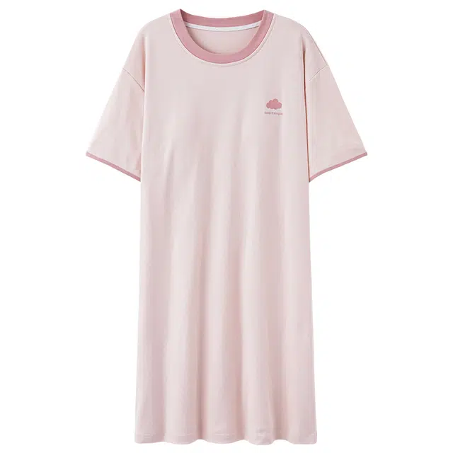 俏佳人 带胸垫柔软纯棉公主风休闲舒适透气可外穿短袖家居服睡裙 女款