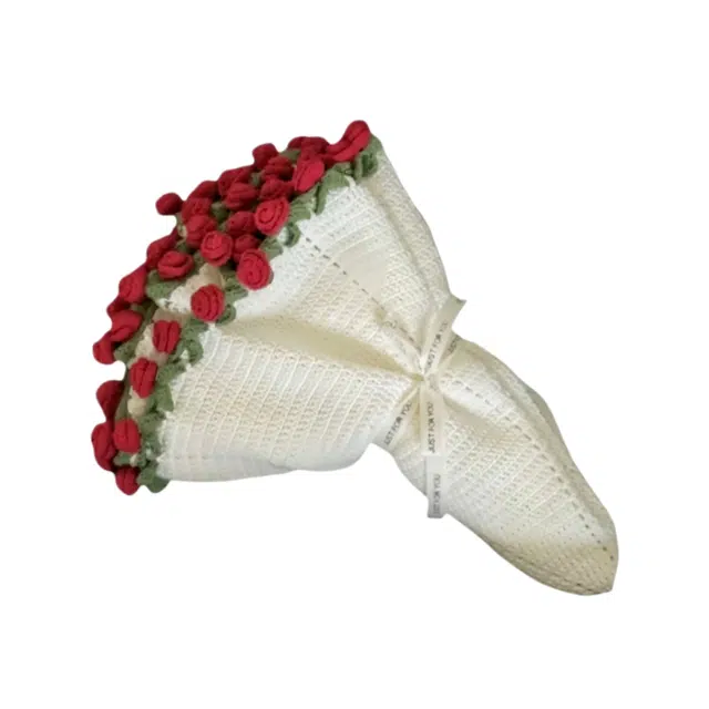 纯兔鼠 玫瑰 铃兰花毯子成品 手工钩织编织花束花朵 安抚陪伴 玩具
