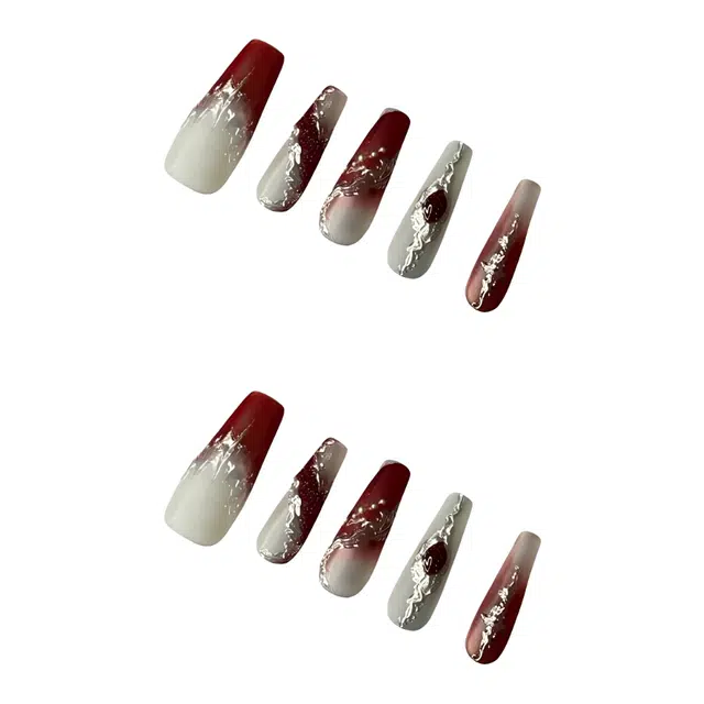 计轩 九尾狐显白辣妹  穿戴甲 长款红渐变 纯欲