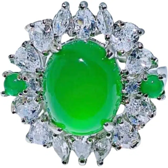 识恩 薄荷绿冰感 森系甜美通勤百搭气质时尚优雅文艺小众设计#好运 玉髓 戒指 女款