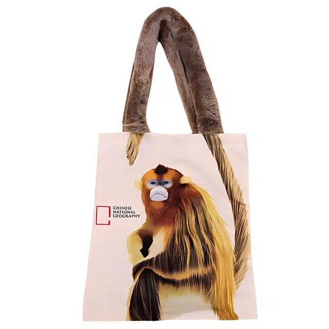 China National Geographic Canvas Tote Bag White Multicolor