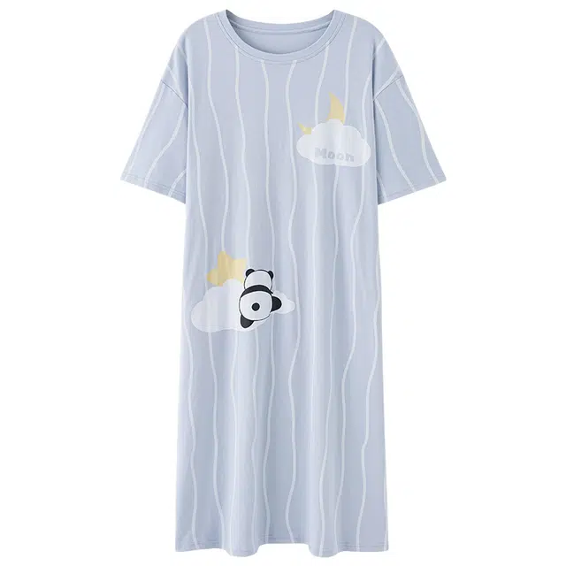 俏佳人 柔软带胸垫纯棉公主风休闲舒适透气可外穿短袖家居服睡裙 女款