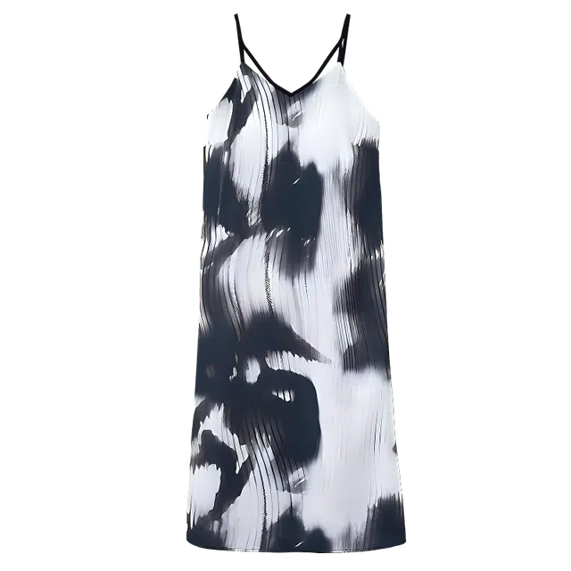 俏佳人 带胸垫高级感凉感水墨风休闲舒适透气吊带无袖家居服睡裙 女款