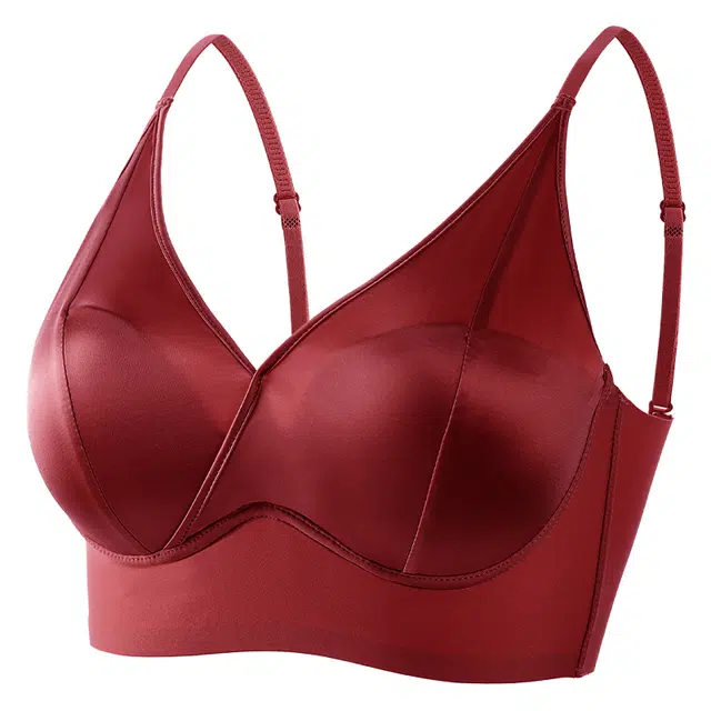 二三二三 聚拢提拉上托透气不闷亲肤舒适侧收副乳无钢圈软支撑光面纯色简约时尚百搭性感纯欲文胸 女款