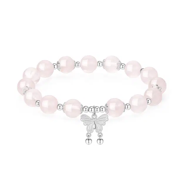 老凤祥 【在逃公主】梦幻蝶舞 小清新简约精致高级感 梦幻灵动翅膀甜美#好运天然 粉水晶 手链 女款