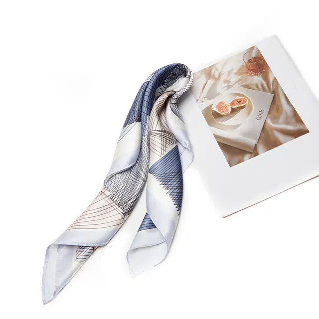 纳兰杜 线条装饰百搭高级感时尚外搭小众设计 桑蚕丝 丝巾 女款