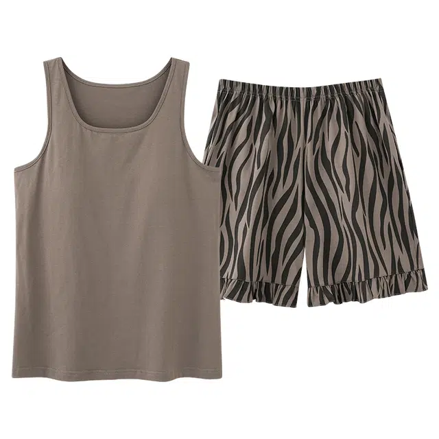 俏佳人 休闲带胸垫基础舒适透气可外穿背心家居服睡衣套装 女款