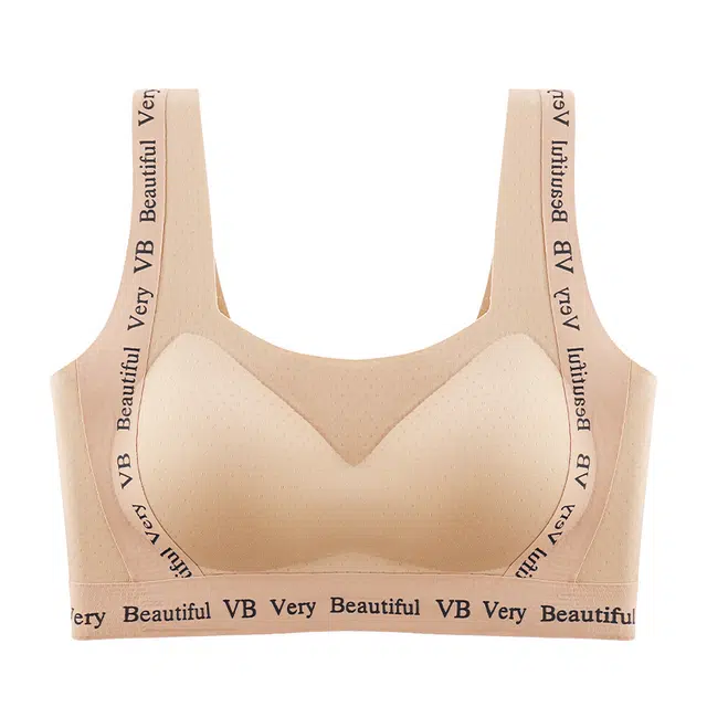 二三二三 轻薄无痕自然聚拢提拉上托不空杯亲肤舒适内衣侧收副乳无钢圈软支撑胸罩字母简约时尚百搭性感纯欲文胸 女款