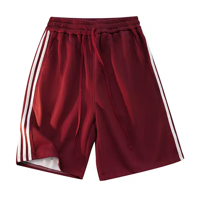 零氏 潮牌美式三条杠运动侧边条纹宽松直筒五分中裤休闲短裤 男女同款