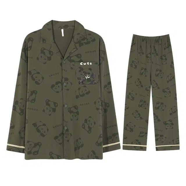 向薇 男士纯棉薄款长袖开衫两件套男生男式可外穿家居服睡衣套装 男款