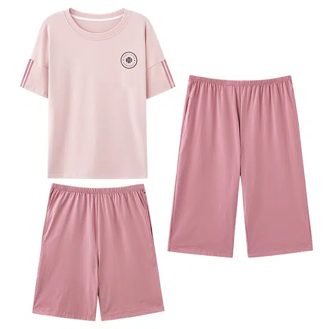 睦隆世家 纯棉短袖薄款休闲舒适家居服可外穿睡衣套装 女款