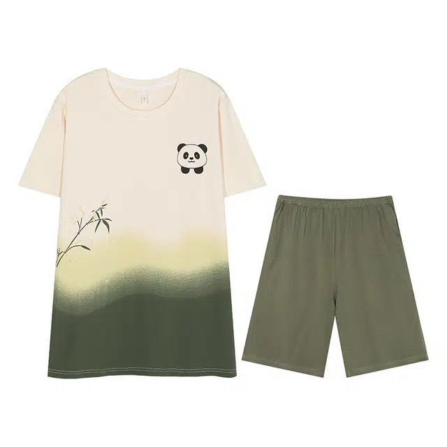 向薇 夏季男士纯棉短袖短裤薄款青少年男生全棉家居服睡衣套装 男款