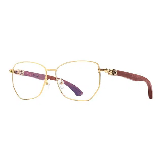 【可配度数】 佐川 复古木质多边形高颜值设计感 圆脸显脸小 金属 不规则形 光学镜架 男女同款情侣款