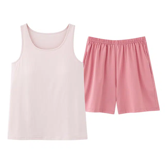 俏佳人 带胸垫基础舒适休闲透气可外穿背心家居服睡衣套装 女款